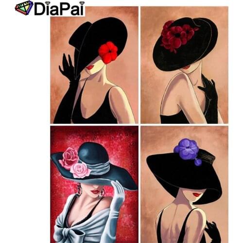 DIAPAI 100% Full Square/Round Drill 5D DIY Diamond Painting "Beauty with hat" 3D Embroidery Cross Stitch Home Decor