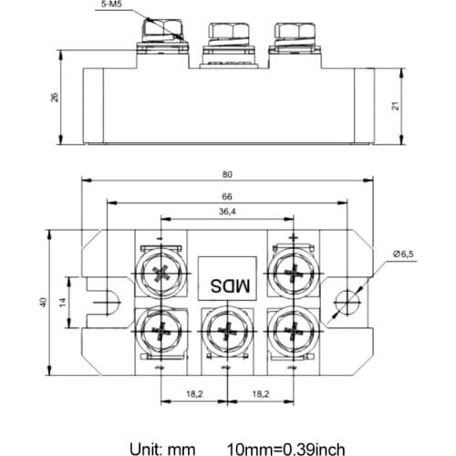 Authentic 100A Amp Bridge Rectifier MDS100A 1600V 3-Phase Diode Bridge Rectifier 4 Terminal Diode Module with Copper Bottom M89B