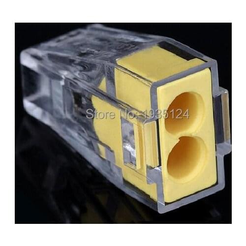 Free shipping connector for junction boxes 2-conductor terminal block transparent housing yellow color 773-112