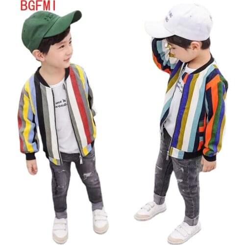 2-7 Years Fashion Baby Boy Fall Clothes Boys Kids Coats Striped Gold Velvet Colorful Cotton Baseball Shirt Long Sleeve Spring
