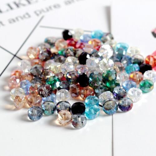 Crystal Beads For Jewelry Making 200pcs 7*5mm Glass Straight Hole Loose Spacer Beads For Jewelry Bracelet Necklace DIY Making