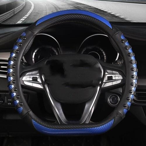 D Shape Steering Wheel Cover Leather + Carbon Fibre for VW GOLF 7 2015 POLO JATTA Suzuki Swift Nissan Rogue 2017 2018 2019 2020