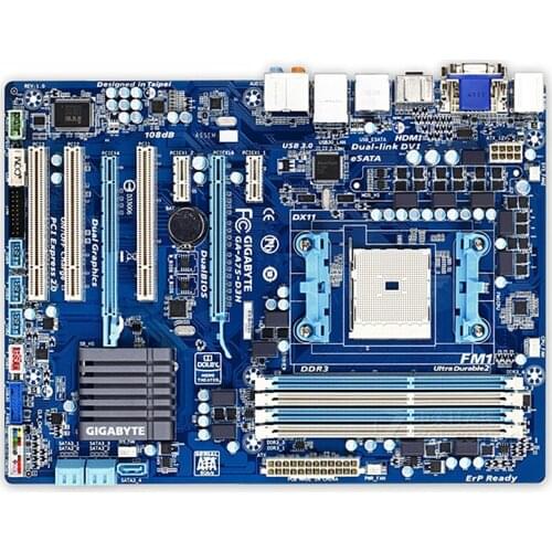For Gigabyte GA-A75-D3H Original Used Desktop Motherboard A75-D3H A75 Socket FM1 DDR3 SATA3 USB3.0 ATX