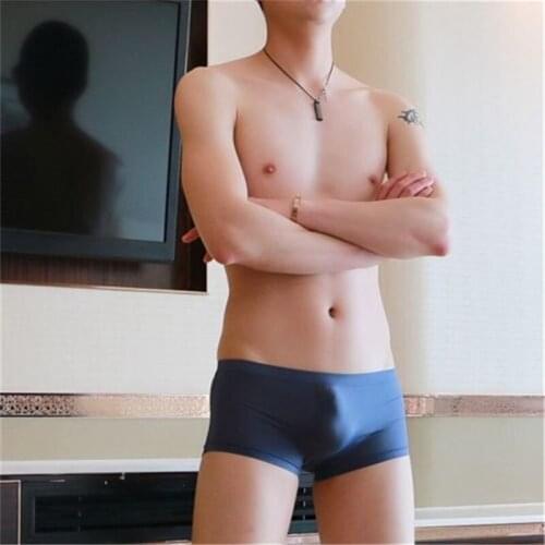 Elastic Ice Silk Seamless Thin Solid Boxer Soft Breathable Mens Panties Shorts Underpants Solid Color Briefs Mens Underwear
