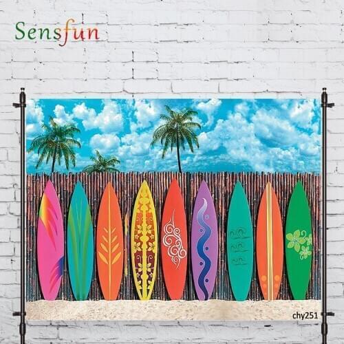 LEVOO Photophone Backdrop Hawaii Surfboard Beach Summer Blue Sky Photocall Decor Fabric New Shoot Photography Backdrop