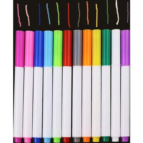 12 Pcs/set Different Colors Water-soluble Liquid Chalk Childrens Drawing Pen Non-dust Board Chalk Marker Office School Supplies