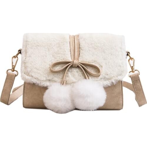 Fashion Fall Winter Plush Women Bag 2021 New Trend Hairball Shoulder Bag for Woman Luxury Designer Cross Body Female Bag