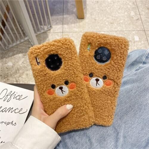Cute 3D Warm Plush Face Blush Soft Case For OPPO A53 A31 A9 A5 2020 A52 A72 A92 A3S A5S A73 F17 F11 F9 Find X2 Pro Cover Fundas