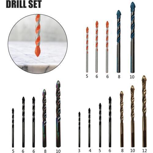 5PC/7PCS Drill Bits Multifunctional Drill Bit Set For Concrete Brick Wood Glass Ceramic Tile Plastic Triangular-overload Handle