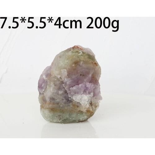 NO. 4 Natural raw green with purple fluorite rough stone natural quartz crystals mineral energy stone