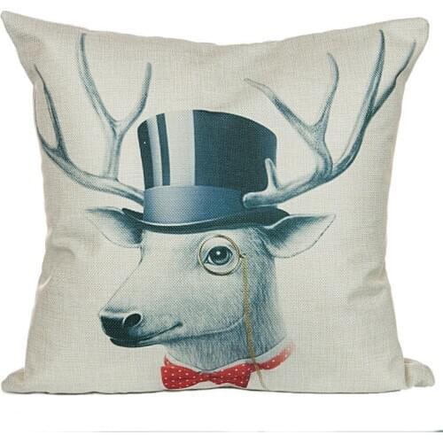 Nordic Simple Elk Thick Pound Cotton Linen Home Decor Sofa Office Pillow Cover Personality Car Pillowcase Cover