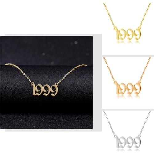 316L Old English year of birth women necklace birthday jewelry personalized gift 1991 1997 1993 1995 1999 1998 1992 1994 1996