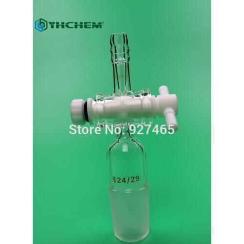 Flow Control Lab Glass Adapter, PTFE Stopcock, Straight or 90 degree bent, male, Socket size 14/23 NS-29/32 NS
