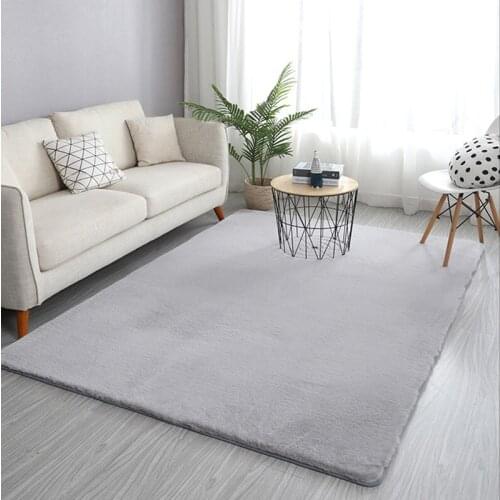 Plush Carpet Solid Color Living Room Bedroom Rectangle Floor Mat Soft Home Decor Rug Velvet Mat Bedside Carpet Thick Fluffy Rug