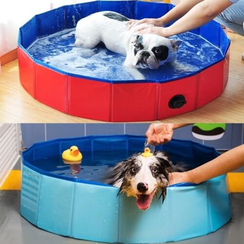 PVC Foldable Pet Dog Cat Swimming Pool PVC Washing Pond Dog Tub Bed Large Small Dog Swimming House Bed Summer Pool