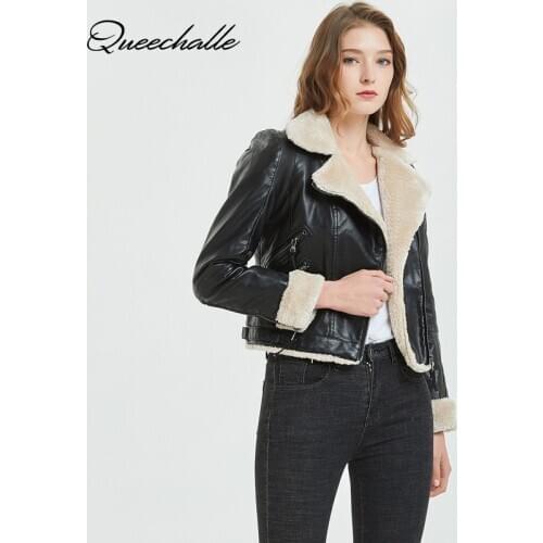 Женские кожаные куртки QUEECHALLE China At AliExpress