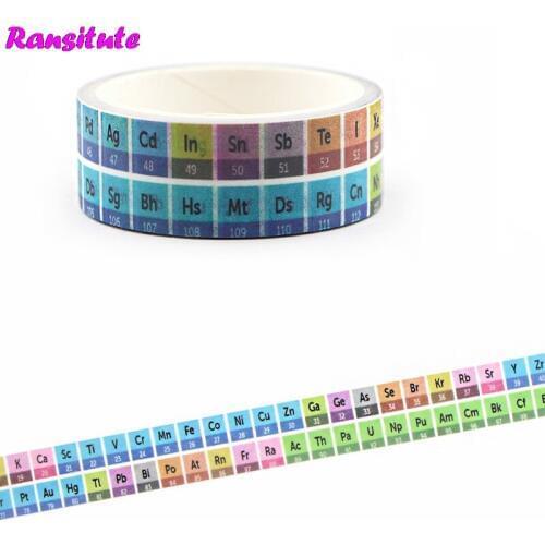 Ransitute R663 Periodic Table Fashion Washic Paper Tape Manual DIY Decorative Paper Tape School Supplies Decoration Tools Gifts