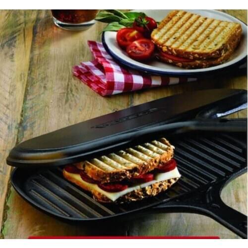 Grid-Toast Pan Cast-Iron-Double-Sided-18x26 Cm-Gas Cooktop-Cooker and Induction-Lava