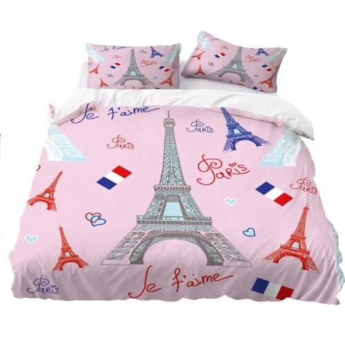 3D Print Romantic France Duvet Cover Set Paris Tower Building Bedding Girls Christmas Gift Quilt Cover Pillowcase Home Textiles