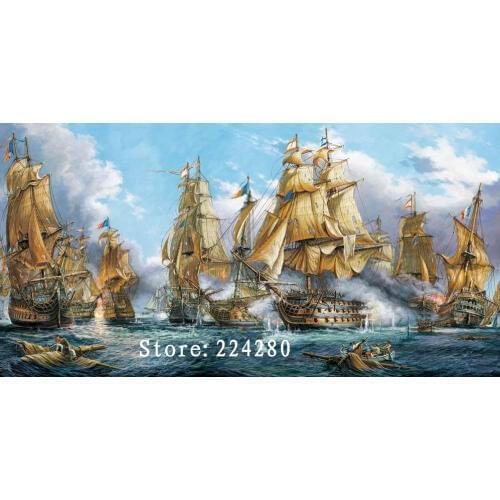 Needlework,The Sea Sailboat Scenery 14CT Counted Handwork Embroidery,DIY Cross stitch kits,Art Cross-Stitching Home Decor