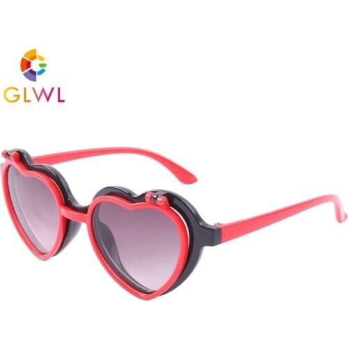 Heart Shaped Sunglasses Girls Children Sun Glasses Baby Lovely Sunglass 2-Layer Fashionable Lenses 2021 Eyewear For Kids New
