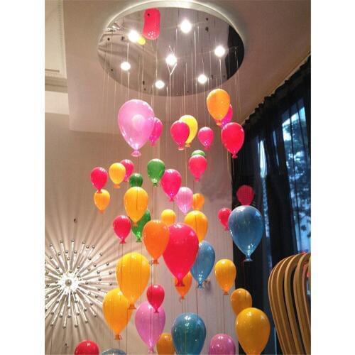 Modern LED Lamps Multi Color Glass Ball Balloon Pendant Light For Children Room Living Room Stair Light Suspension Light CA011