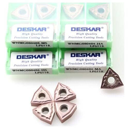 10PCS DESKAR WNMG080404 WNMG080408 WNMG080412 HS MM LF6118 Turning Tools Carbide Inserts Lathe For Processing Stainless Steel