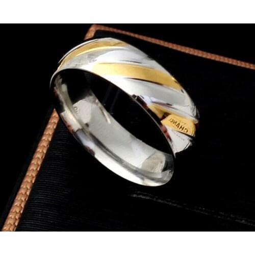 MANGOSKY High Quality 6MM Silver Gold Titanium Ring