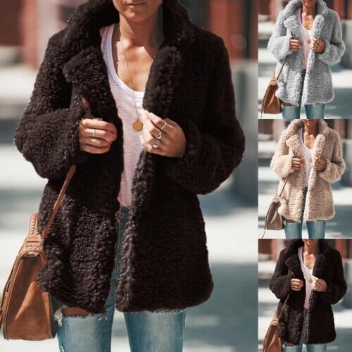 Women Autumn Winter Plush Coat Fleece Sweatshirts Cardigan Female Autumn Winter Coat Women Overcoat Plush Jacket