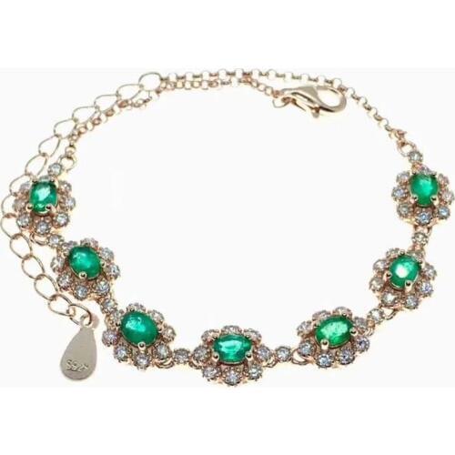 SHILOVEM 925 sterling silver Natural Emerald classic fine Jewelry women wedding party wholesale gift new 3*4mm dl0304811agml