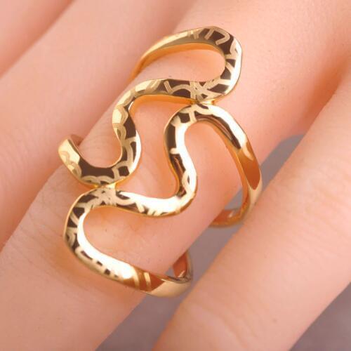 Blucome Brand Design Hollow Love Shaped Wide Large Rings For Women Dancing Party Dress Accessores Punk Unisex Gold Color Ring