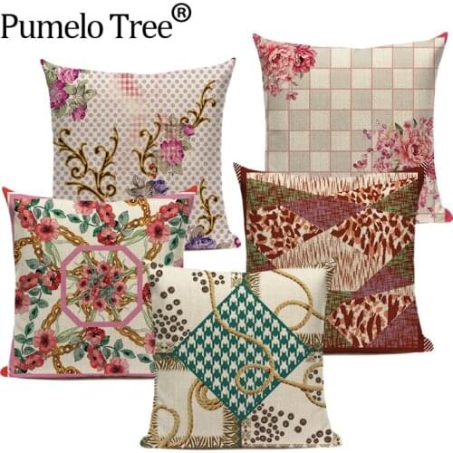 1 Piece Of Floral Pattern Cushion Cover Decorative Pillow Case Household Cushion Cover Rope Print Pillow Case Sofa Cushion Cover