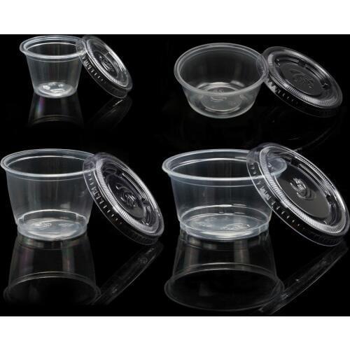 100PCs/Pack Disposable Plastic Bowl Transparent With Lid Food Takeaway Soup Bowls Storage Boxes