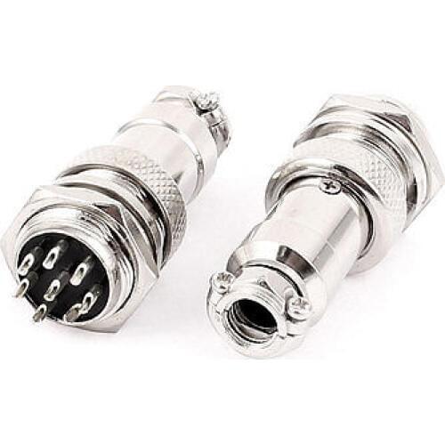 2 Sets Screw Butt Joint Aviation Connector Male Female GX16-8 16mm 8 Pin