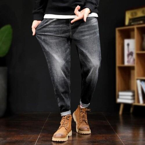2021 Men Korean Style Denim Stretch Harem Pants Spring Autumn Mens Trousers Casual Fashion Cotton Jeans Hombre Plus Size 42 46
