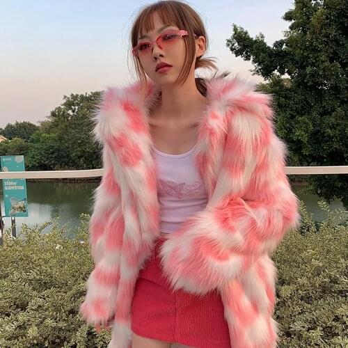 2021 NEW !! Winter coat for mommy and me / Faux fur coat in long version / Coat with turn-down collar