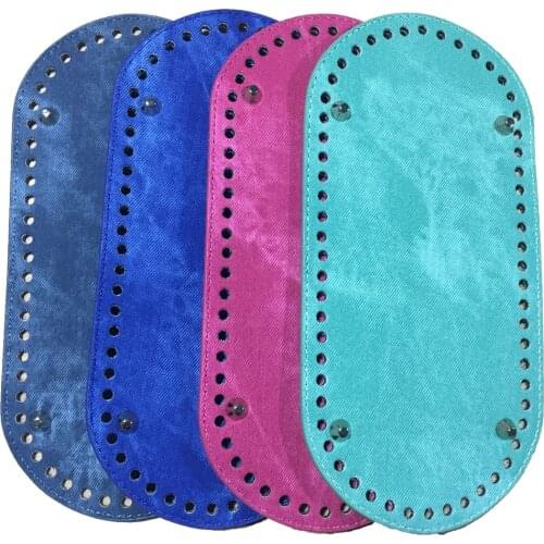 25x12cm Bag Bottom Denim Oval Leather Bottoms with Holes Bag Accessories DIY Part for Handbag Crossbody Messenger Bags