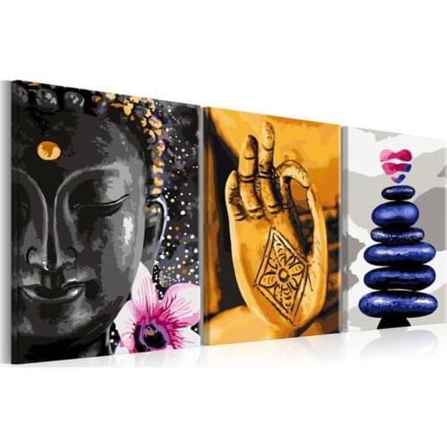 3 pcs diy diamond painting Zen Buddha hand stone diamond embroidery full square round diamond mosaic rhinestone painting