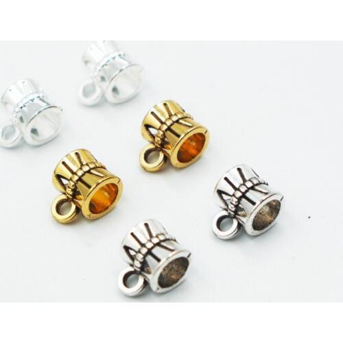 30pcs 5Colors Charm Pendant Clip Clasp Connectors Bail Beads for Bracelet DIY Jewelry Making hole dia 5mm