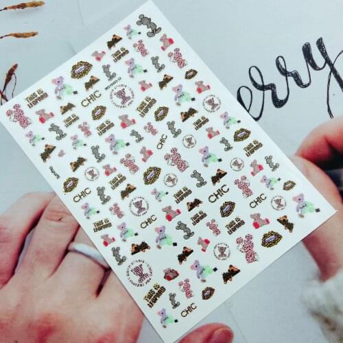 3d DIY Back Glue Adhesive Japanese Style Embossment Nail Stickers Lovely Carton Bears& Chickens Manicure Nail Art Women Girls