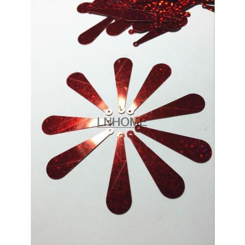 400pcs/lot 10*35mm Long Bat Sequins PVC Flat With Side Hole Oval Drops Belly Dance Costume Dress Accessories Laser Red