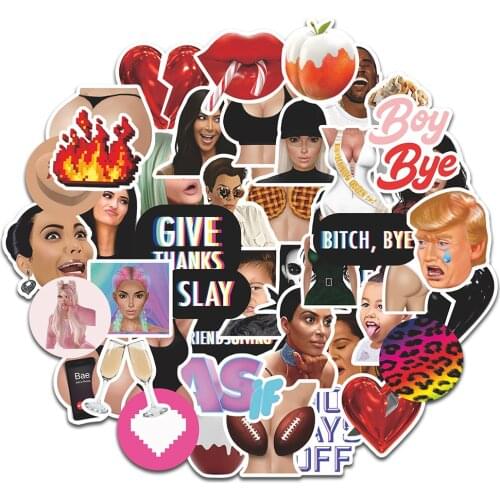 44PCS Sexy Kardashian Stickers Adult Waterproof Decal Laptop Motorcycle Luggage Snowboard Fridge Phone Car Sticker F4