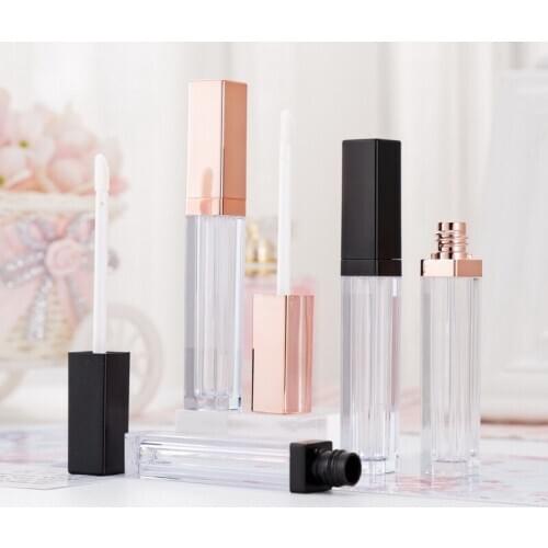 5ML Lip Gloss Bottle Empty Square Lip Gloss Tube Makeup Lip Oil Container Plastic Black Rose Gold WB2945