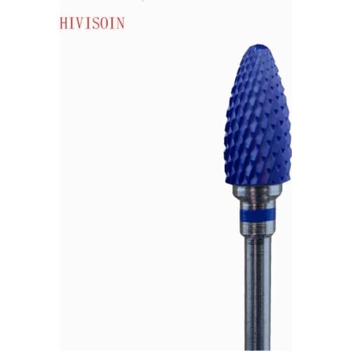 5pcs -Bullet Shape -Blue Zirconia Ceramic Dental Lab Burs - Double Coarse-Cross Cut-3501.060