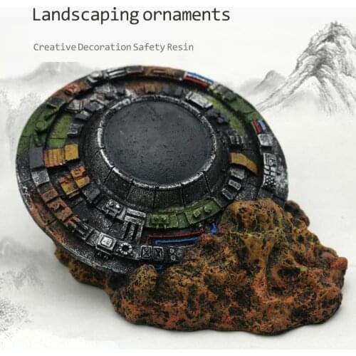 Fish Tank Aquarium Landscape Decoration Spaceship Wreck Alien Flying Saucer Creative Resin Micro Landscape Ornaments