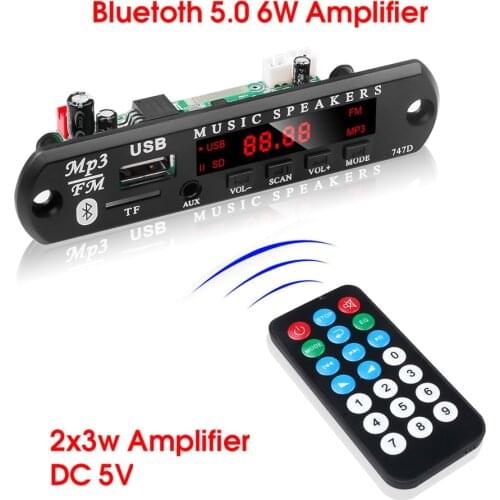 KEBIDU Car MP3 Player Decoder Board Bluetooth 5.0 FM Radio Module Support TF FM USB AUX Handsfree 2*3W Amplifier