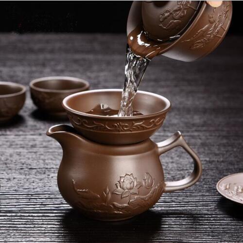 Free Shipping Yixing Raw Ore Tea Cups filter Purple Clay Tea Strainer Tea Fair Cup Chahai filter Kung Fu Tea Accessories