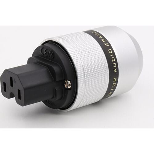 One piece Power Brass Gold Plated Copper AC Power Cord Female Plug IEC C7 plug