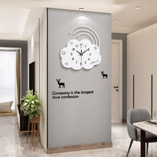 Personality Creative Cartoon Cloud Wall Clock Modern Minimalist Living Room Bedroom Childrens Room Silent Electronic Clock