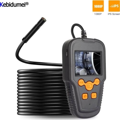 Endoscope Camera 1080P HD 2.4-inch Screen Professional Dual Lens Inspection Camera Handheld IP68 Hard wire Camera with 8 LED